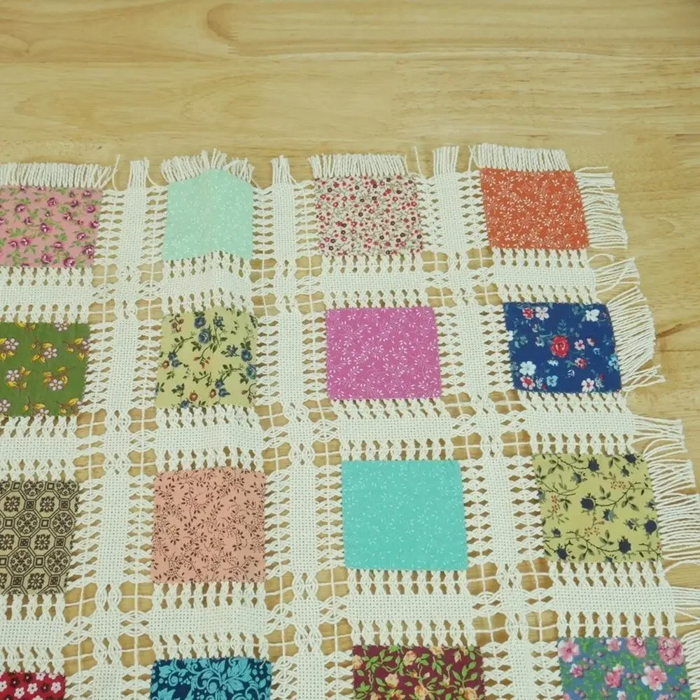 Vintage Handmade Placemat Set of 4 Multicolor Granny Cottage Patchwork‎ Country